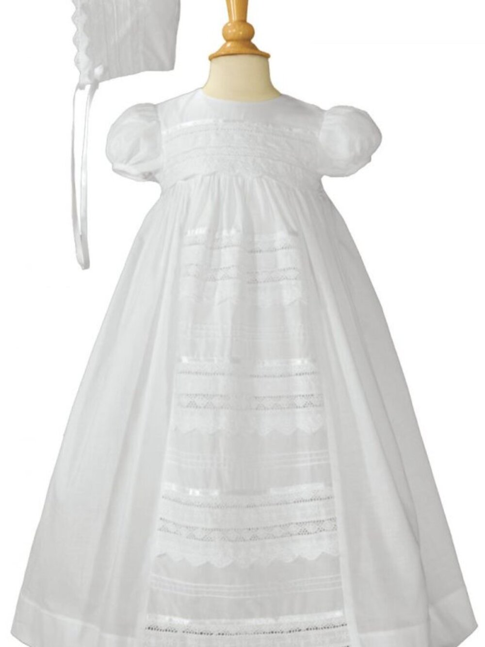 2pc White Cotton Gown w Venise Lace